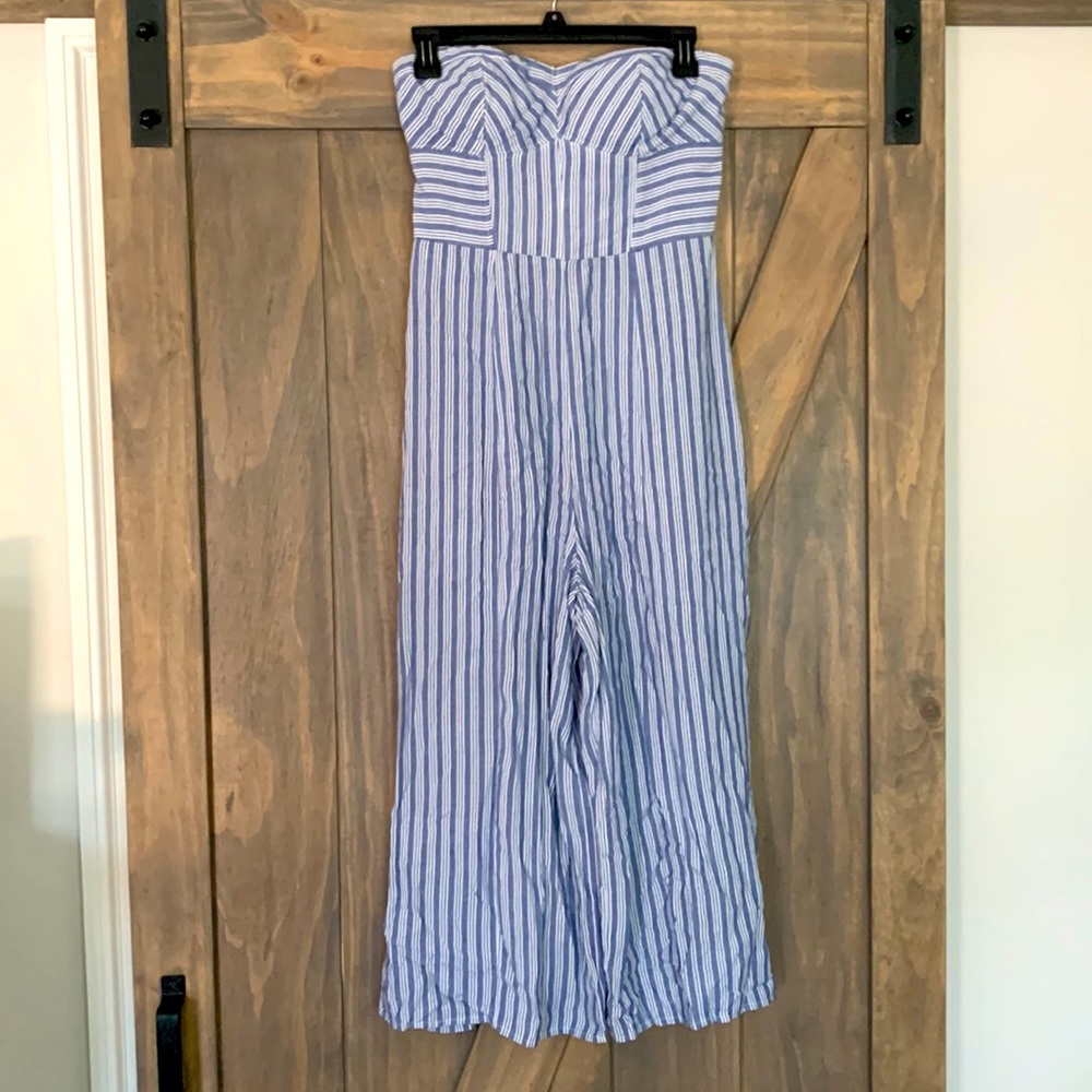 American Eagle jumpsuit blue and white striped size 6